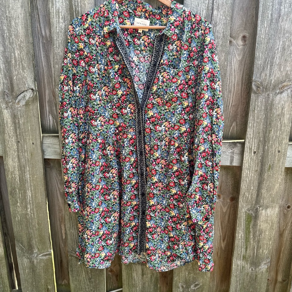 Sezane Floral Midi Dress - Multicolor